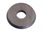 A circular, flat, metallic object with a large hole in the center, resembling an industrial washer or disk-shaped component, photographed on a white background.