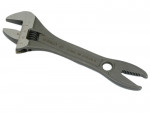 A metal adjustable wrench with a ruler on the jaw and a hole near the handle end, marked BAHCO 81 MADE IN SWEDEN, lying on a white background.