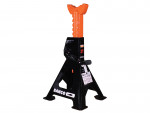 A black and orange Bahco 3-ton jack stand with a ratchet mechanism, used for supporting vehicles during maintenance, is shown on a white background.