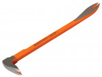 An orange Bahco crowbar with a flat, forked end for prying and a curved, pointed end for pulling nails, shown on a white background.