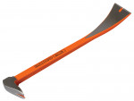 A bright orange Bahco pry bar with a curved, sharpened end for prying and a flat, angled end for nail removal. The Bahco logo is printed on the handle.