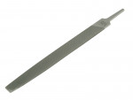 A Bahco smooth flat file with a hardened steel abrasive surface and a turned wooden or synthetic handle, for shaping and deburring metal.