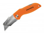 An orange Bahco utility knife with a folding stainless steel blade, shown in an open position against a white background.