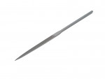 A metal needle file with a pointed tip and a flat, narrow body, commonly used for precise filing and shaping of metal, wood, or plastic. The tool is shown on a white background.