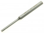 A metal pin punch tool with a hexagonal handle and a cylindrical tip, engraved with the brand name BAHCO and product details along the handle.