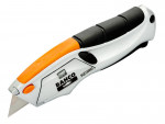 A retractable utility knife with an orange and black handle and a visible metal blade, branded BAHCO SQZ150003.