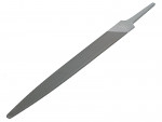 A flat, metal hand file with a pointed tip and a narrow tang for gripping. The file has a textured surface for smoothing or shaping materials. It is displayed on a white background.