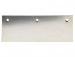 A rectangular metal plate with a brushed surface and three evenly spaced holes along the top edge. The plate appears to be slightly gradient in color, from darker at the top to lighter at the bottom.