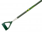 A green garden hoe with a flat, triangular metal blade and a long handle. The handle has a Bulldog brand label with a yellow and green logo.