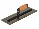 A DeWalt Ultra-Flex 0.4 trowel with a rectangular metal blade and a brown, ergonomic handle, designed for smooth finishing of plaster or concrete surfaces.