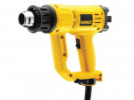 A yellow DeWalt heat gun with a black nozzle, ventilation slots, and a trigger switch on the handle, shown against a white background.