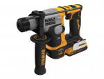 A DeWalt 18V XR cordless rotary hammer drill with a black side handle, yellow and black body, and DeWalt branding on the tool and handle.