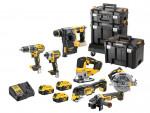 A yellow and black DEWALT 18V 5.0AH lithium-ion slide-pack battery, compatible with the DEWALT cordless tool range.