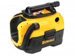 A yellow and black DEWALT cordless leaf blower with 54V variable airflow control and a concentrator nozzle.,