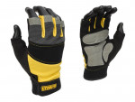 A pair of work gloves with a textured grip palm and adjustable wrist closure, designed for general site use.