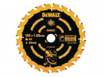 A yellow and black DEWALT cordless circular saw with a motor, an adjustable bevel plate, and a blade guard, for ripping and cross-cutting timber.