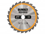 A yellow and black DEWALT cordless circular saw with a motor, an adjustable bevel plate, and a blade guard, for ripping and cross-cutting timber.