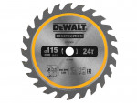 A yellow and black DEWALT cordless circular saw with a motor, an adjustable bevel plate, and a blade guard, for ripping and cross-cutting timber.