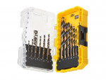 A yellow and black DEWALT cordless drill driver with a keyless chuck and variable-speed trigger, for drilling and screw driving.