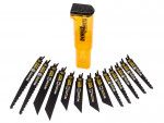 A yellow and black DEWALT cordless reciprocating saw with variable speed and a quick-release blade clamp, for demolition and rough cutting.