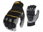 A pair of black work gloves with a textured grip palm and adjustable wrist closure, designed for general site use.