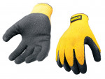 A pair of yellow disposable nitrile gloves with a textured fingertip for grip, offering protection against chemicals and contaminants.