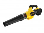 A yellow and black DEWALT cordless leaf blower with 54V variable airflow control and a concentrator nozzle.,