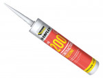 A 295ml cartridge of Everbuild white silicone sealant with a flexible cured finish, for sealing joints around kitchens, bathrooms, and windows.