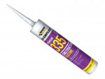 A 295ml cartridge of Everbuild white silicone sealant with a flexible cured finish, for sealing joints around kitchens, bathrooms, and windows.
