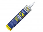 A 900ml cartridge of Everbuild white flexible acrylic sealant for sealing gaps around door and window frames and skirtings.,