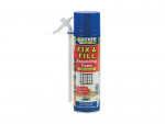 A  can of Everbuild expanding polyurethane foam sealant with a trigger or straw nozzle, for filling gaps and insulating cavities.