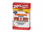 A tub of Everbuild ready-mixed filler with a smooth white consistency, for repairing cracks and holes in plaster, timber, and masonry.