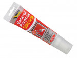 A 80ml cartridge of Everbuild white silicone sealant with a flexible cured finish, for sealing joints around kitchens, bathrooms, and windows.