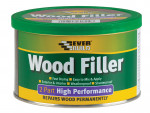A 500g tub of Everbuild ready-mixed filler with a smooth white consistency, for repairing cracks and holes in plaster, timber, and masonry.