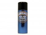 A 400ml tin of Hammerite direct-to-rust hammered-finish metal paint in black, with a textured decorative surface and built-in rust inhibitor, requiring no primer.
