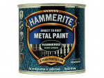 A 250ml tin of Hammerite direct-to-rust hammered-finish metal paint in green, with a textured decorative surface and built-in rust inhibitor, requiring no primer.