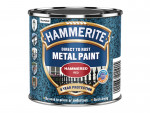 A 250ml tin of Hammerite direct-to-rust hammered-finish metal paint in red, with a textured decorative surface and built-in rust inhibitor, requiring no primer.