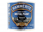 A 25l tin of Hammerite smooth-finish metal paint in black, for protecting and decorating metal surfaces.