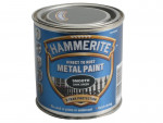 A 250ml tin of Hammerite smooth-finish metal paint in green, for protecting and decorating metal surfaces.