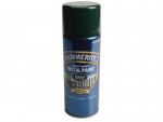 A 400ml tin of Hammerite smooth-finish metal paint in green, for protecting and decorating metal surfaces.