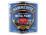 A 250ml tin of Hammerite smooth-finish metal paint in red, for protecting and decorating metal surfaces.
