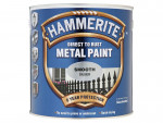 A 25l tin of Hammerite smooth-finish metal paint in silver, for protecting and decorating metal surfaces.