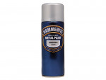 A 400ml tin of Hammerite smooth-finish metal paint in silver, for protecting and decorating metal surfaces.