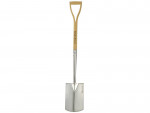 A short-handled square-bladed spade with a steel blade and a wooden or fibreglass shaft, for general digging work.
