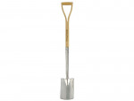 A short-handled square-bladed spade with a steel blade and a wooden or fibreglass shaft, for general digging work.