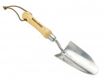 A trowel with a polished steel blade and an ergonomic handle, for applying and finishing mortar, plaster, and adhesive.