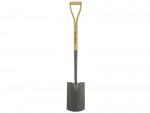 A short-handled square-bladed spade with a steel blade and a wooden or fibreglass shaft, for general digging work.