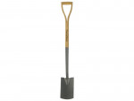 A short-handled square-bladed spade with a steel blade and a wooden or fibreglass shaft, for general digging work.