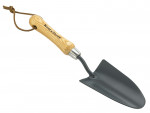A trowel with a polished steel blade and an ergonomic handle, for applying and finishing mortar, plaster, and adhesive.