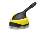 A brush with natural or synthetic bristles and an ergonomic handle, for applying coatings or cleaning surfaces.